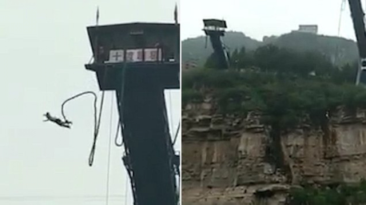 Video șocant! O adolescentă a fost la un pas de moarte, după ce a făcut bungee jumping