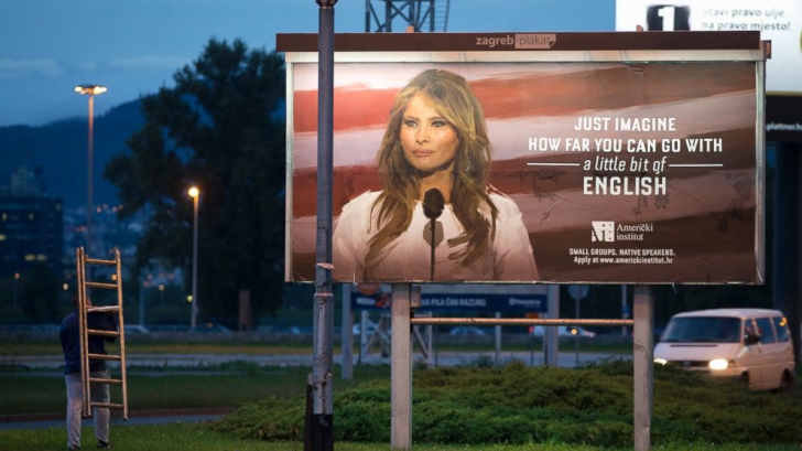 Panoul publicitar din Croaţia pe care Melania Trump a cerut să fie dat jos. De ce stârneşte râsul