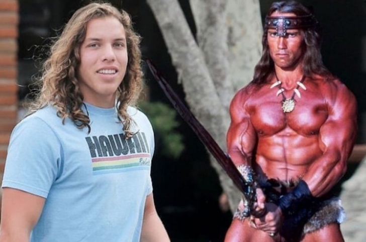 Ce bine seamănă cu tatăl lui tânărul de 20 ani pe care Arnold Schwarzenegger îl are cu o menajeră