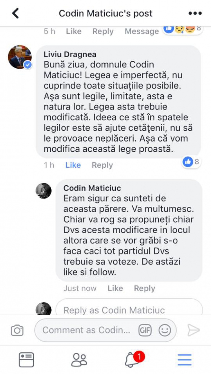 Liviu Dragnea, prompt după ce Codin Maticiuc, "Poponeţ", i-a scris pe Facebook. "E o lege proastă"