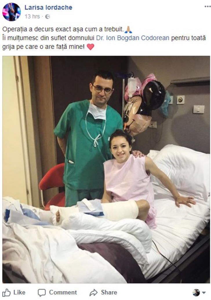 Cum arată gimnasta Larisa Iordache după ce a fost operată din cauza unei rupturi de tendon ahilian
