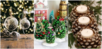 41 de ornamente de Crăciun, pentru toată casa, pe care le poţi face din conuri de brad. Cât de uşor!