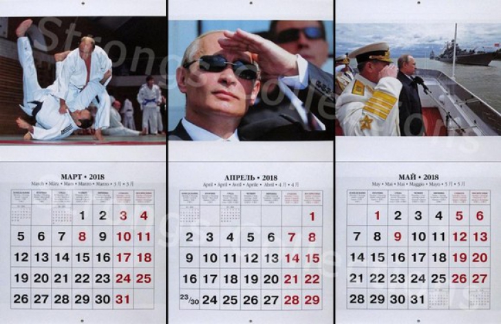 Vladimir Putin a pozat pentru un nou calendar: cum apare preşedintele Rusiei în 2018
