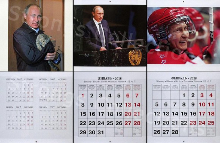 Vladimir Putin a pozat pentru un nou calendar: cum apare preşedintele Rusiei în 2018