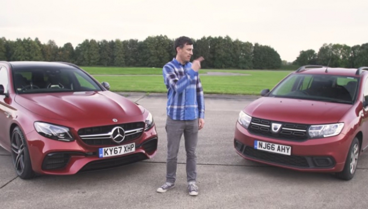 Test "imposibil": "liniuţă" între Dacia Logan MCV şi Mercedes E63 AMG