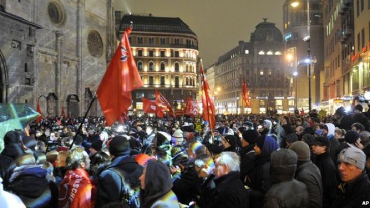Protest de amploare în Viena: 20.000 de persoane au manifestat impotriva Guvernului