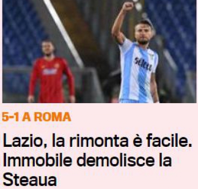 Steaua, "demolată" de Immobile. Italienii despre victoria răsunătoare obținută de Lazio vs. FCSB