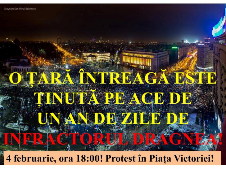 Nou protest anunţat, pentru duminică, în Capitală: "Jos Guvernul Sluga 3.0 lui Dragnea!"