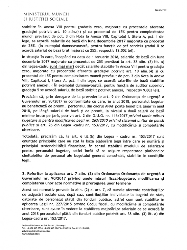 Document intern al Ministerului Muncii