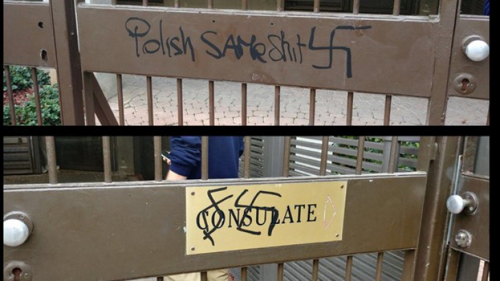 Svastici desenate pe ambasada Poloniei la Tel Aviv după declarațiile Varșoviei privind Holocaustul