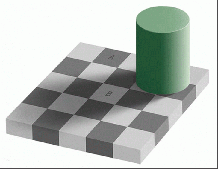 Iluzia optică pe care n-o crede nimeni. Ce culori au pătratele A și B?