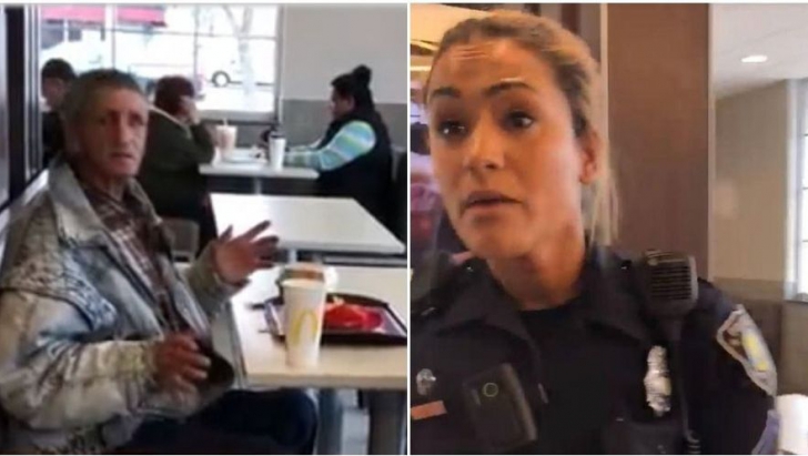 I-a cumpărat mâncare unui cerşetor la un fast-food, dar a venit poliţia şi i-a dat pe amândoi afară