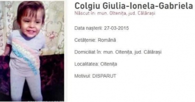 Fetiţa de 3 ani, dispărută din faţa casei din Olteniţa