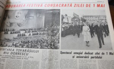 Cum se sărbătorea 1 mai înainte de 1989. Titlu din Scânteia: "Rânduri, rânduri, muncitori!"