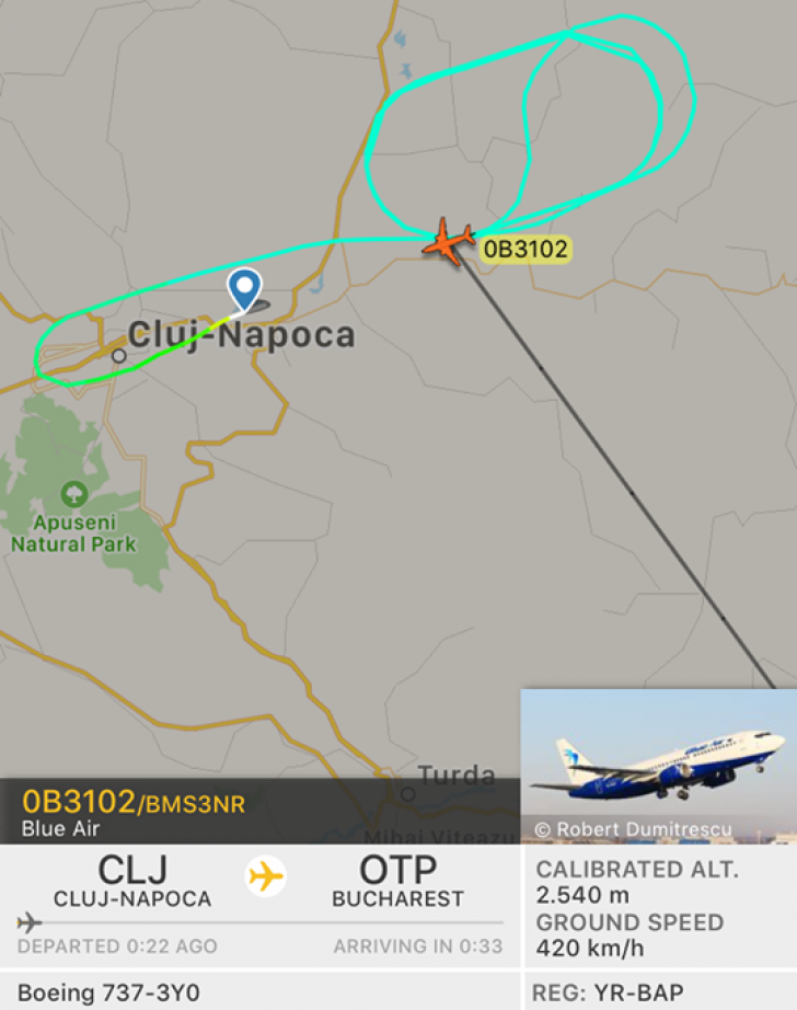 INCIDENT. Avion Blue Air Cluj-București, întors din zbor, așteptat de pompieri. ”Am fost îngroziți!”