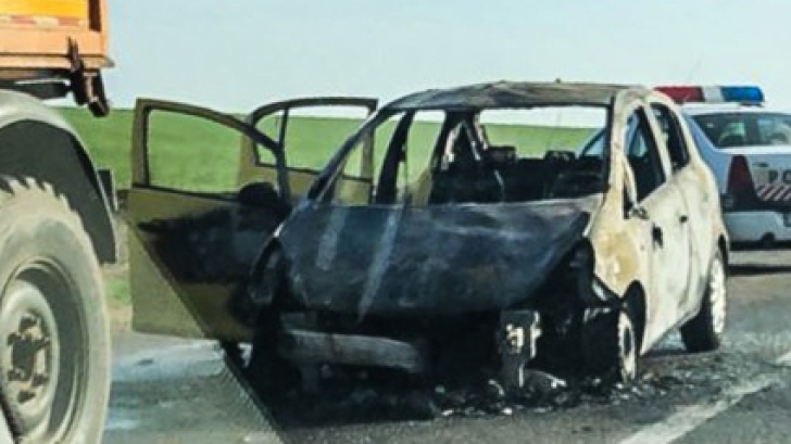 Incendiu în Ghimpați: două femei, în pericol după ce mașina a luat foc în mers