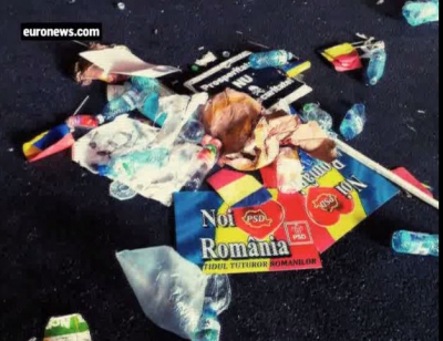 Disputa curățirii Pieței Victoria, la Euronews. Cine a strâns gunoiul lăsat după mitingul PSD
