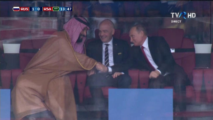 CM 2018. Putin, gest surprinzător către şeicul arabilor, la meciul Rusia - Arabia Saudită, 5-0