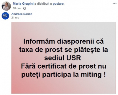 Maria Grapini, jignire fără precedent pentru protestul diasporei: "Taxa de prost se plăteşte la USR"