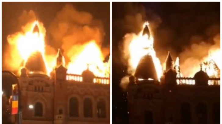 Incendiu devastator la Oradea, a ars Palatul Episcopiei greco-catolice (VIDEO)