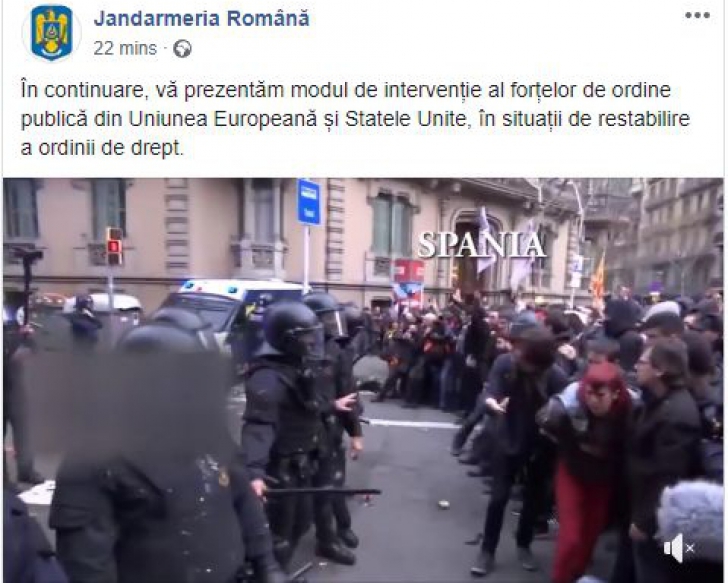 Postare șoc a Jandarmeriei pentru justificarea violențelor din 10 august, cu imagini Russia Today