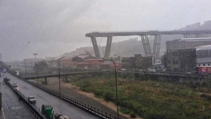 Momentul şocant al tragediei prăbuşirii podului din Italia, filmat  LIVE 