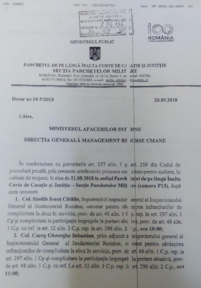 Șefii Jandarmeriei și un secretar MAI, sub învinuire în dosarul ”10 august”. Acuzații grave