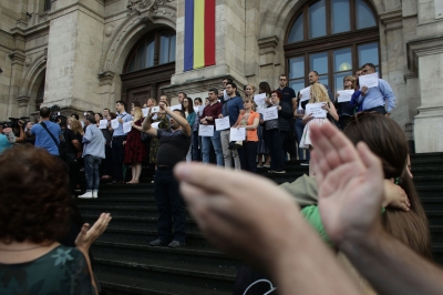 PROTEST al magistraţilor, pe scările Curţii de Apel: "Justiţia este în pericol!" / Foto: Inquam Photos / Octav Ganea