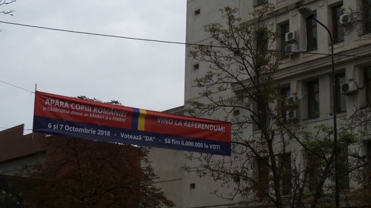 Bannere pro-referendum au împânzit un oraş din România. Ce se va întâmpla cu ele 