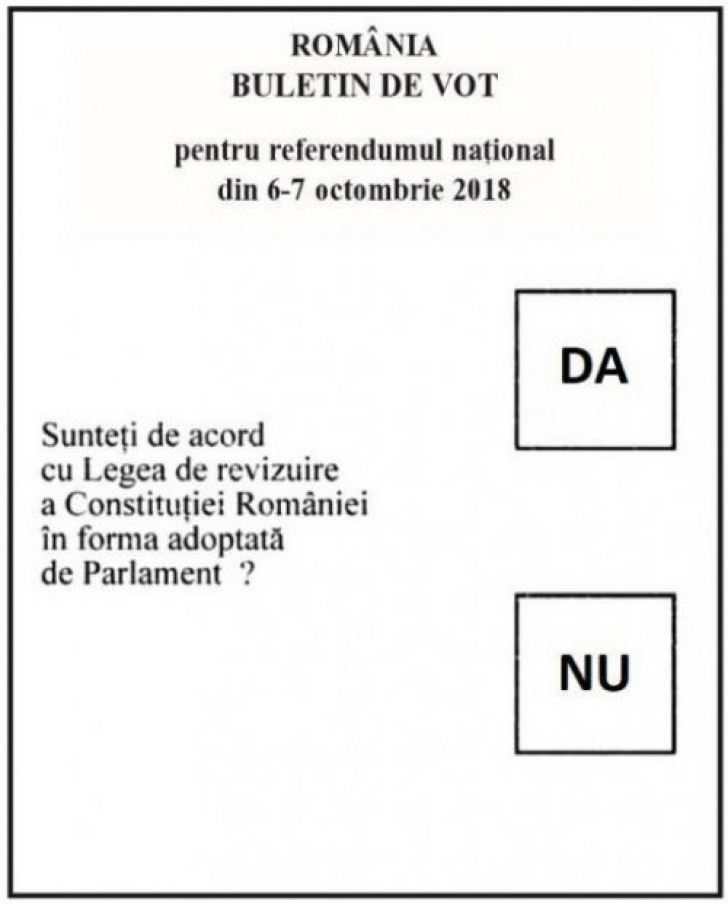 Referendum pentru familie buletin de vot