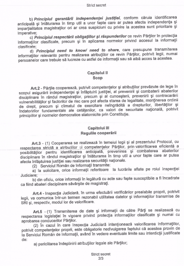 Inspecția Judiciară, "braţul armat" al PSD în Justiţie, a publicat protocolul încheiat cu SRI