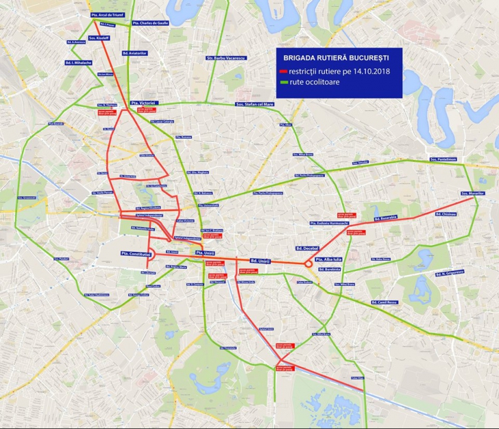 Restricţii de trafic, în Capitală, pentru Maratonul Bucureşti şi meciul România-Serbia