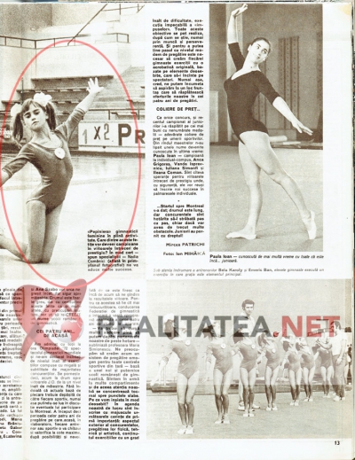 Cel de-al doilea material cu Nadia Comaneci aparut in revista Sport (noiembrie 1972). Din nou, eroare de nume: "Comanici". Arhiva: Cristian Otopeanu