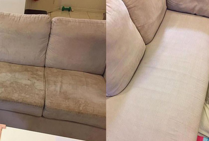 O mamă a dezvăluit cum a curățat canapeaua cu nici 15 lei