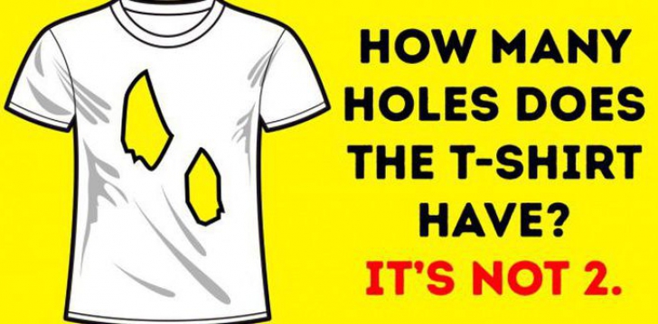 Doar 17% dintre oameni pot răspunde corect la această întrebare: câte găuri sunt în tricou?
