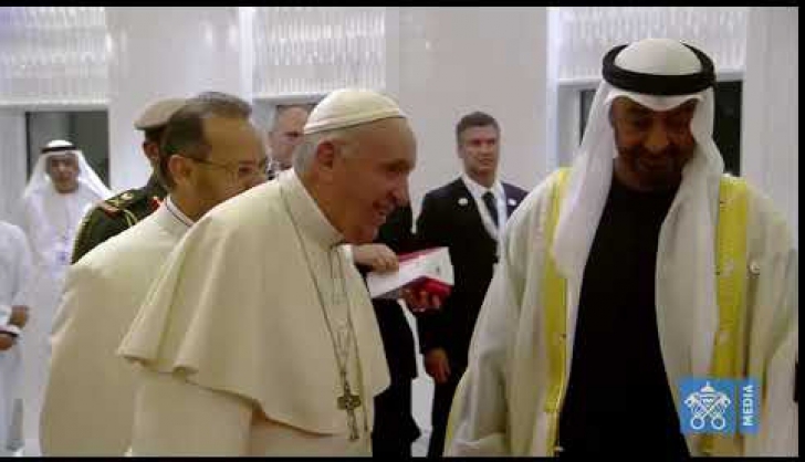 Papa, moment istoric în Emiratele Arabe Unite(Video)