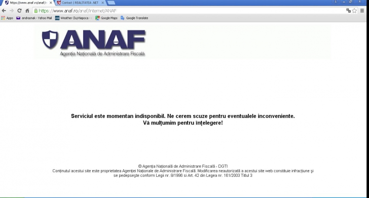 Site-ul ANAF, blocat din nou