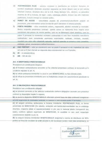 Ce scrie în contractul semnat de Poşta Română cu PSD? (DOCUMENT)
