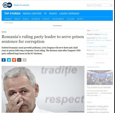 Articol în DW despre condamnarea lui Dragnea
