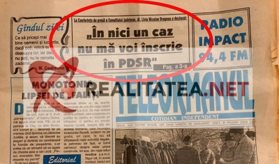 Ziarul Teleormanul din 26 ianuarie 2001. Foto: realitatea.net