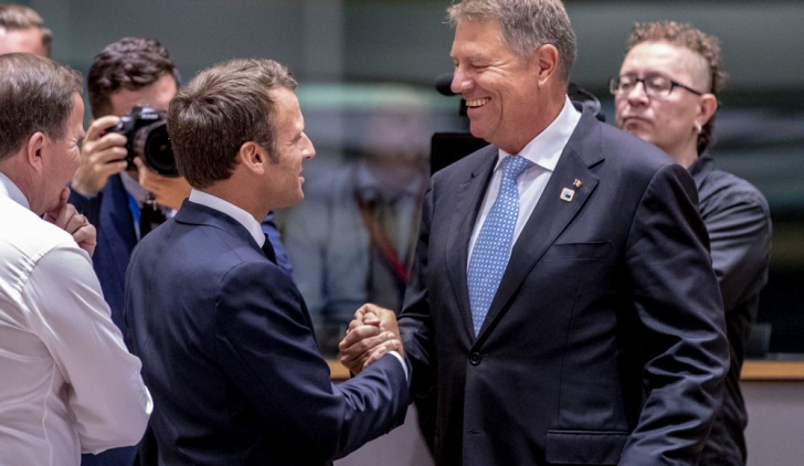 Klaus Iohannis și Emmanuel Macron la Consiliul European