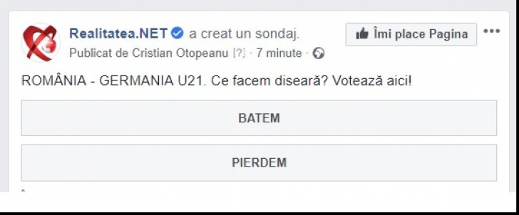 ROMÂNIA - GERMANIA U21. Ce facem diseară? Votează și tu! Peste 2.000 de voturi