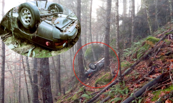 O mașină dispărută &icirc;n urmă cu 27 de ani, găsită &icirc;n pădure, &icirc;nfiptă &icirc;n pom. Oribil ce era l&acirc;ngă ea!