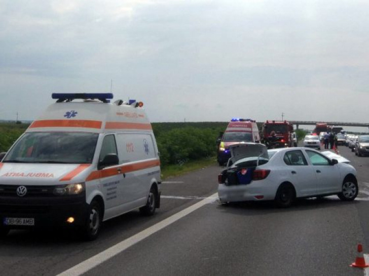 Accident pe Autostrada București-Pitești. Doi răniți. Imagini cumplite de la fața locului
