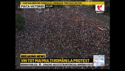 25.000 de oameni în Piața Victoriei. Protestatarii, la gardul Guvernului. Filmul zilei în imagini