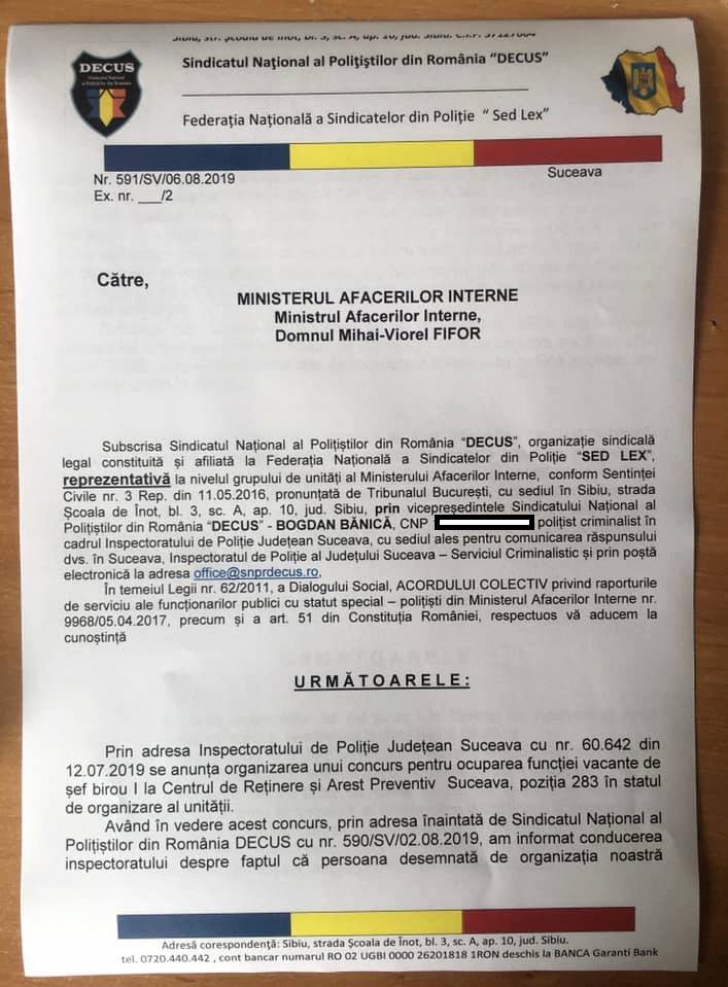 Sindicalistul Bogdan Bănică acuză Poliția din Suceava fraudarea unui concurs 