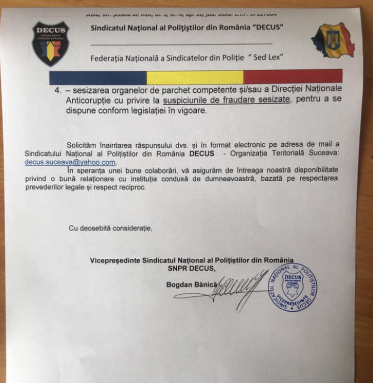Sindicalistul Bogdan Bănică acuză Poliția din Suceava fraudarea unui concurs 