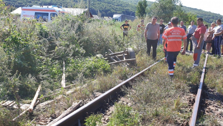 Doi morţi în judeţul Bacău, după ce o căruță a fost spulberată de tren