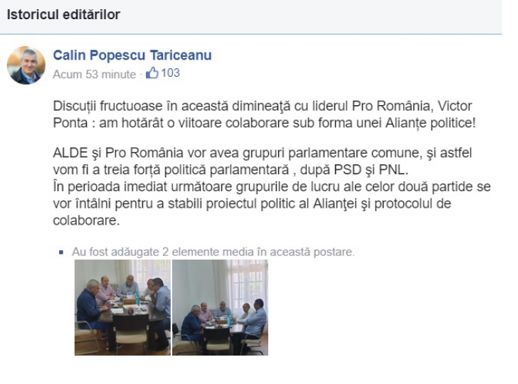 Tăriceanu anunță o alianță politică cu Ponta. Liderul Pro România pune însă o condiție