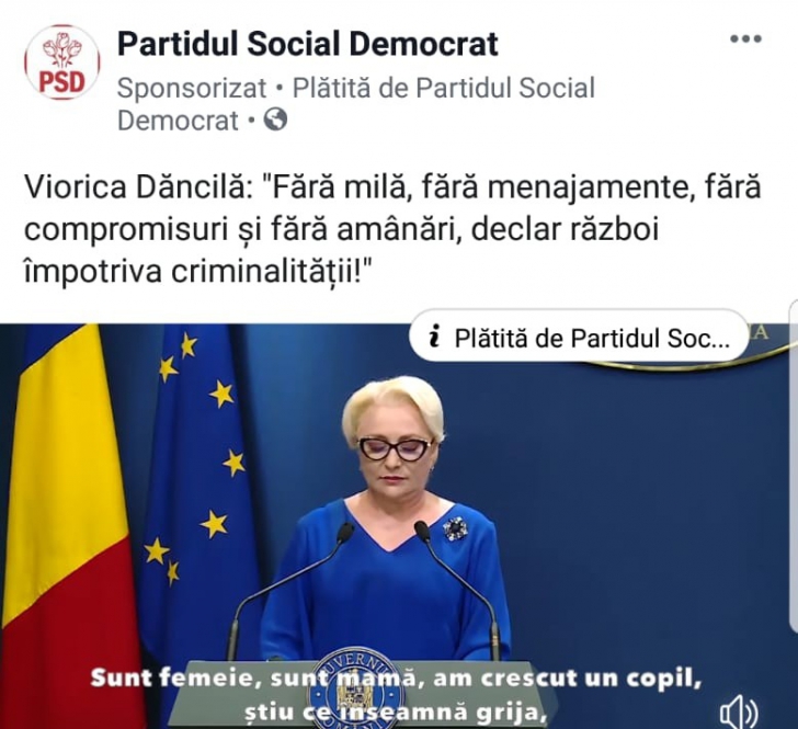 Emoțiile Vioricăi Dăncilă, promovare pe bani pe Facebook